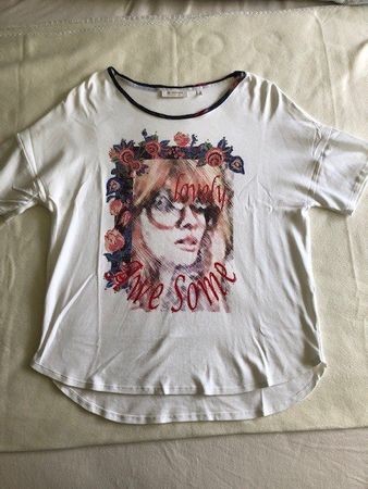 Damen Tshirt Rich&Royal weiss mit Muster, Gr. L