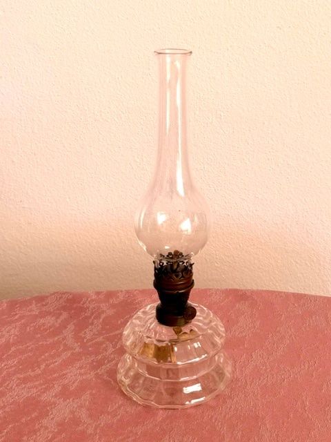 Lampen: Petrollampe, Glas/Messing – Gebraucht aus Lostorf von Nick1258