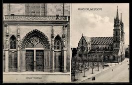 AK Basel, Münster Westseite, Hauptportal