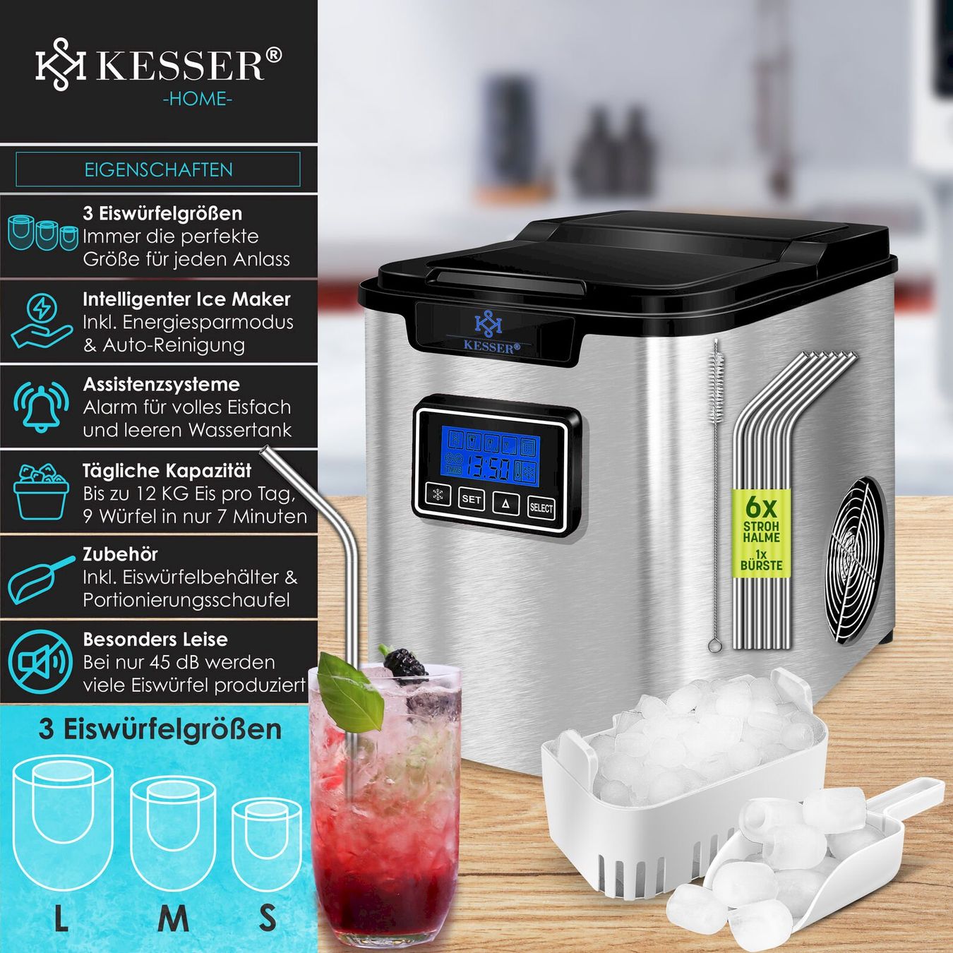 Attrezzatura professionale & Gastronomia: KESSER Eiswürfelbereiter 2,2L – Nuovo e nell'imballaggio originale da Bottighofen venduto da zaap 1