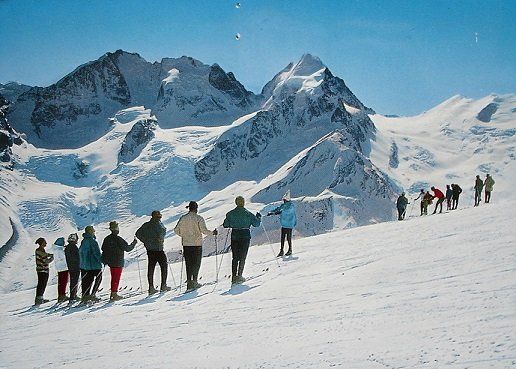 Cartoline postali: SILVAPLANA Corvatsch - Skifahrer – Usato da Jona venduto da philajona