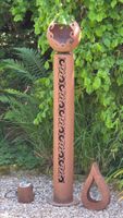 Rostsäule / Dekosäule 130cm, beleuchtet, mit 2  Aufsätzen