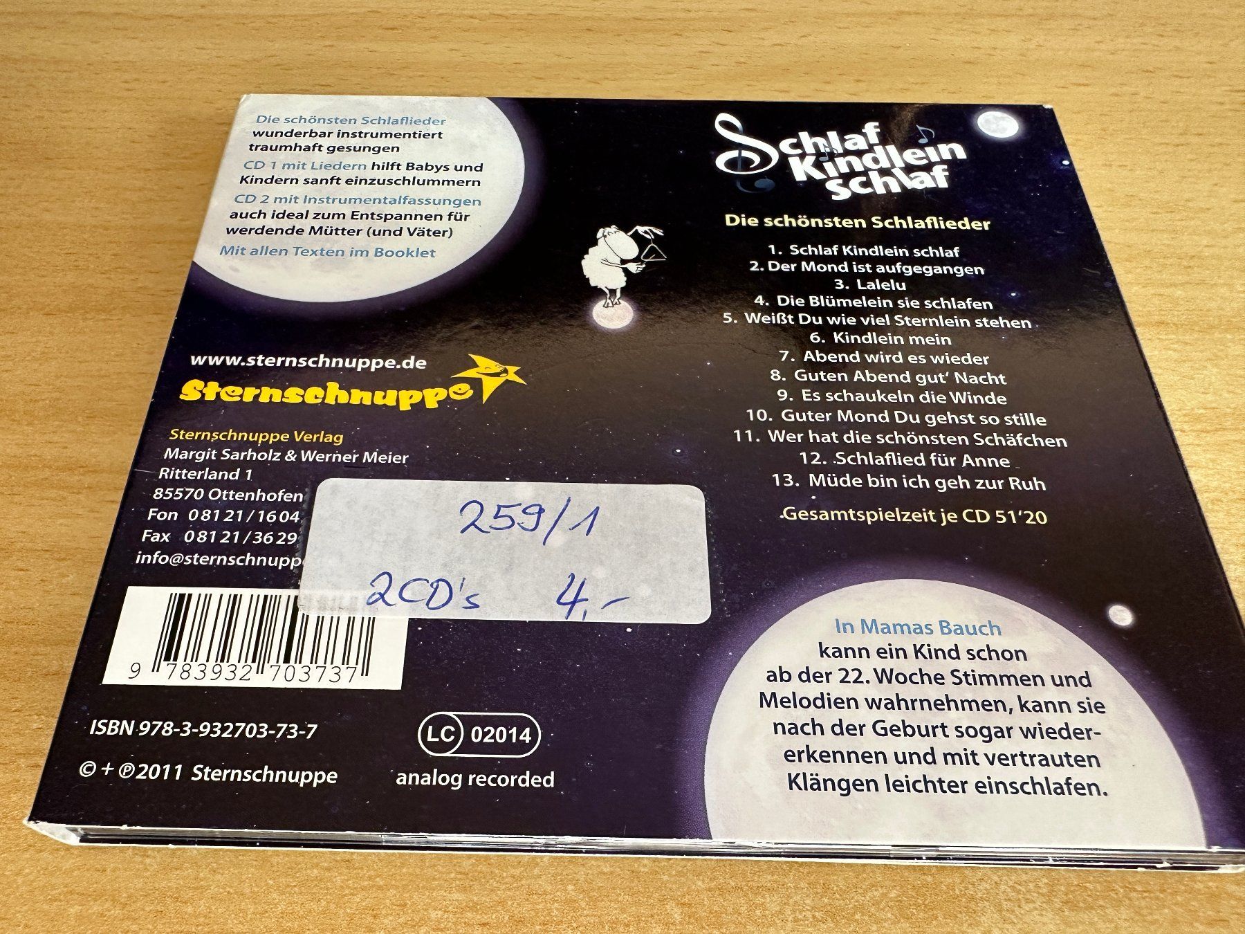 CD: Margit Sarholz Werner Meier Schlaf Kindlein schlaf - 2 CD – Usato da Rikon im Tösstal venduto da Alpenmutz 1