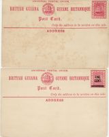 052 BM, GB GUIANA, 2 PK 3 Cents, 1 x c/s ONE CENT, um 1900