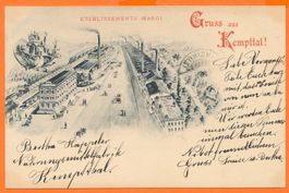 Gruss aus Kempttal / ZH - Firma MAGGI + Bahnhof 1899