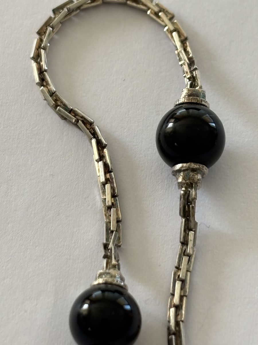 Catenine:  silber Kette mit Onyx Kugeln 800 – Usato da Langnau am Albis venduto da flusspflege 3