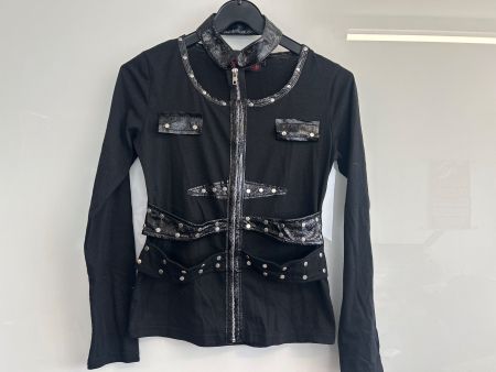 Cooles Sexy Shirt Langarm Reißverschluss Nieten Gr S NEU