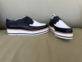 Stylish Black & White Platform Loafers - EU Size 39