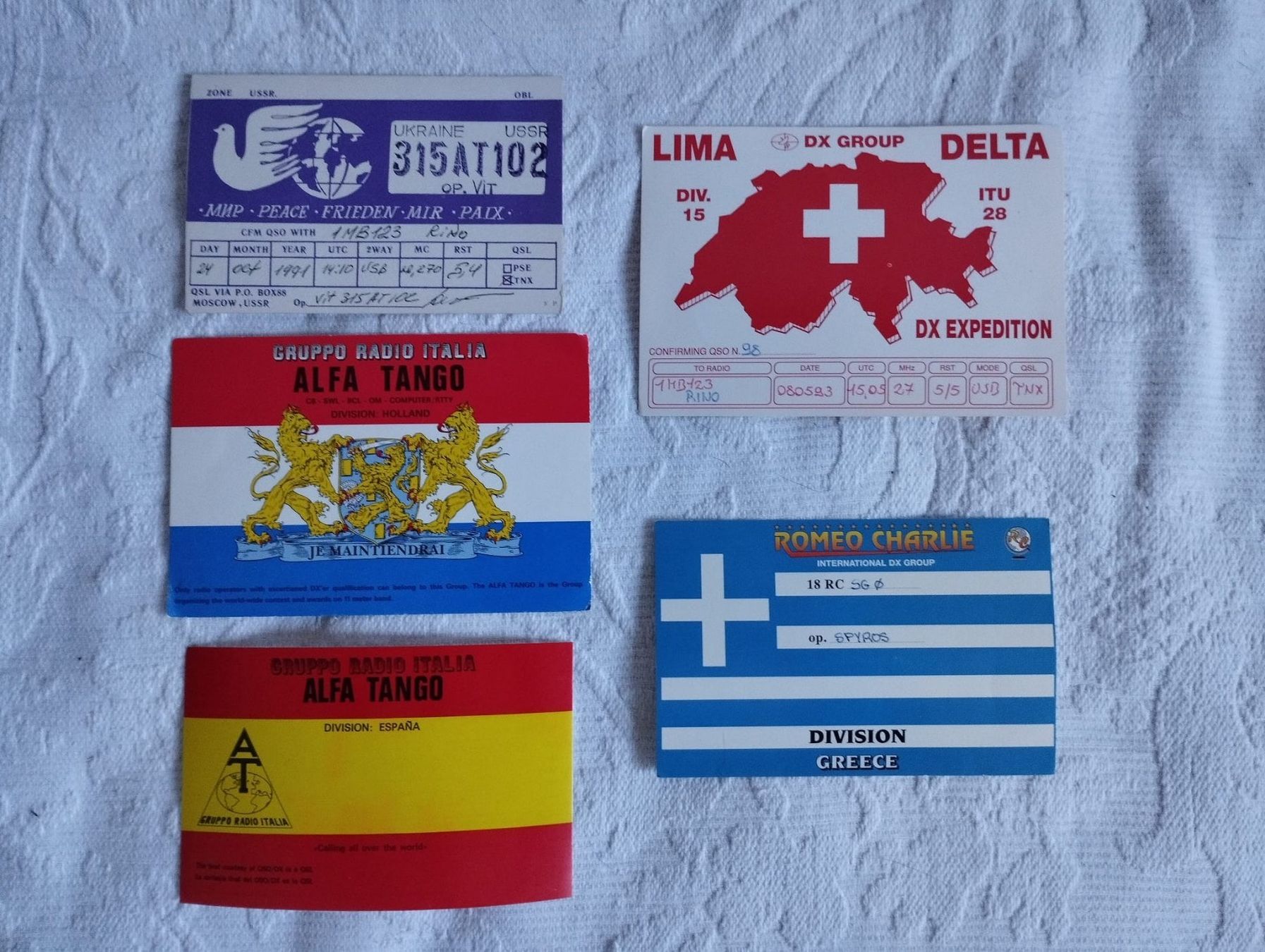 Cartoline postali: 5 QSL da collezione - anni '80 – Usato da Losone venduto da powerino 1