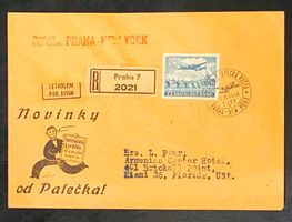 Flugpost Tschechoslowakei 1946 - Erstflug Prag - New York