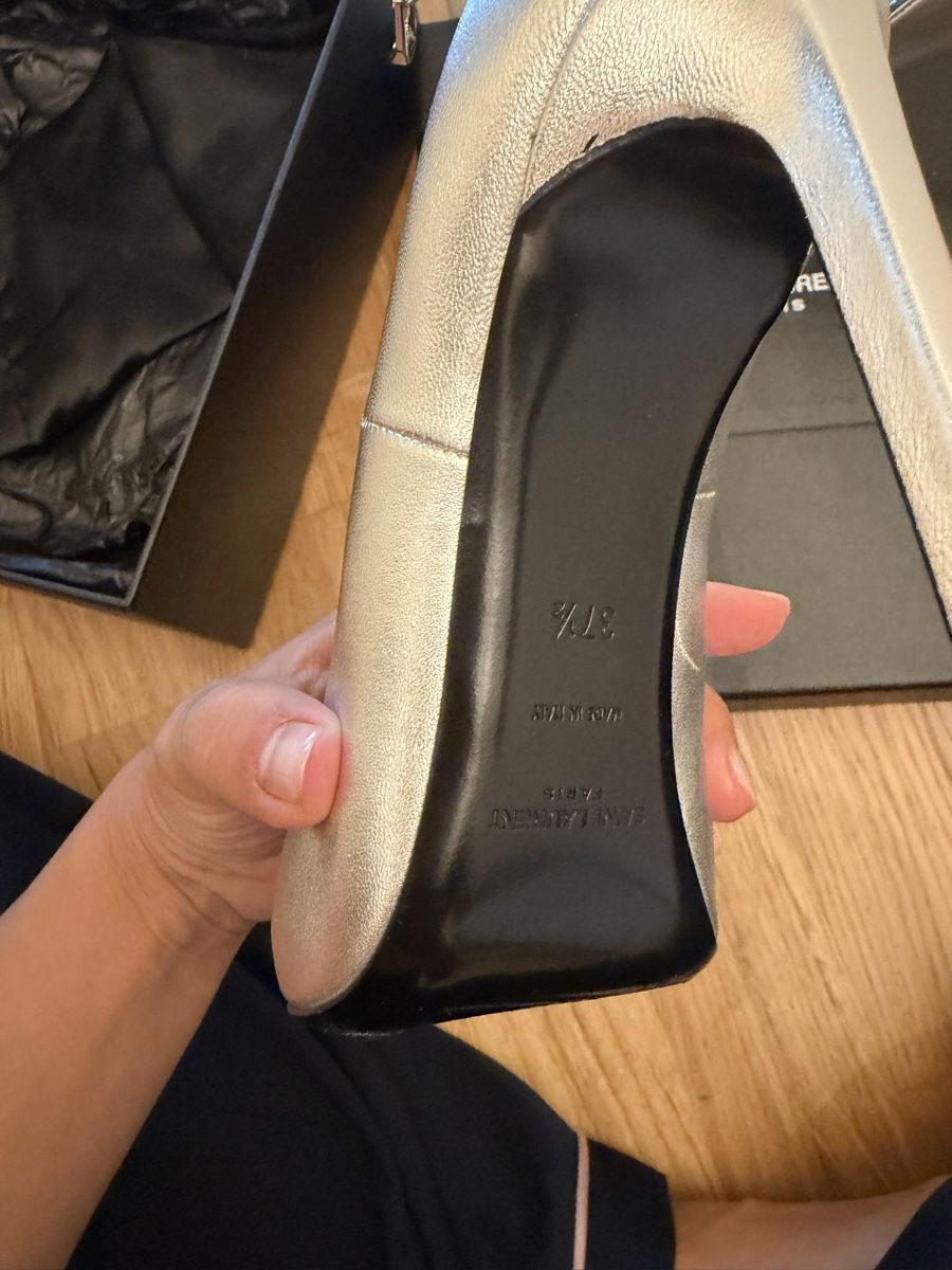 Saint Laurent Scarpe da donna: Saint Laurent Paris Heels Silver Size 37.5 – Usato da Reinach BL venduto da K.zh.A 5