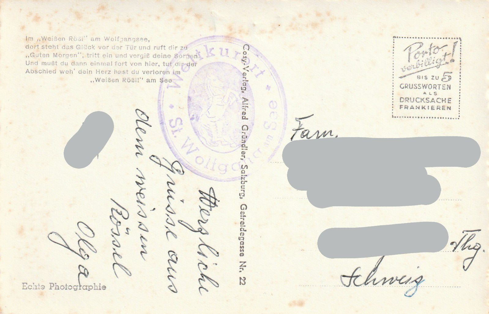 Cartoline postali: Alte Ansichtskarte "Weisses Rössl am Wolfgangsee" – Usato da Dürnten venduto da pema28 2