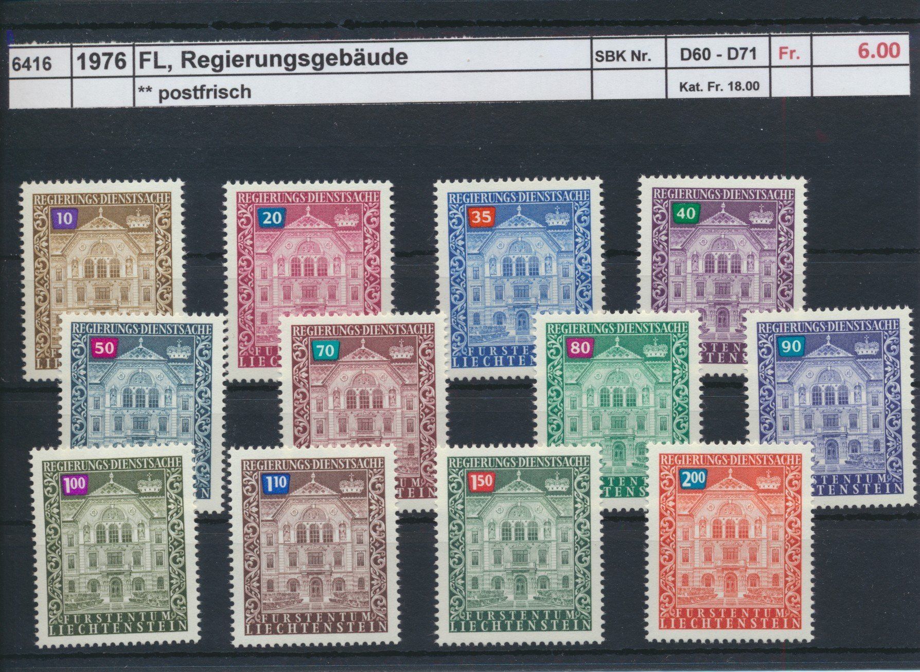 Tous les timbres: 1976 Liechtenstein, Dienstmarken, ** postfrisch – Neuf (Voir description) à Winterthur par Zupogeru