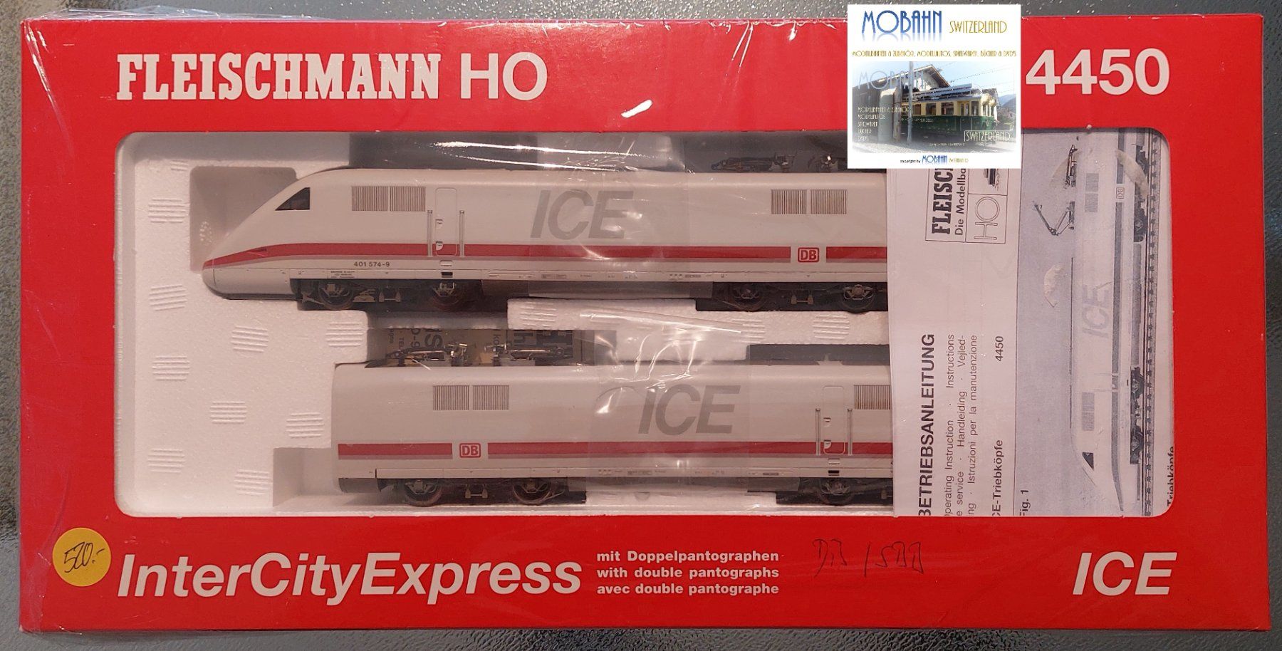 Fleischmann Modellini di ferrovie: Fleischmann 4450 - ICE 1 InterCityExpress DB/SBB – Usato da Rotkreuz venduto da MOBAHN-1zu87