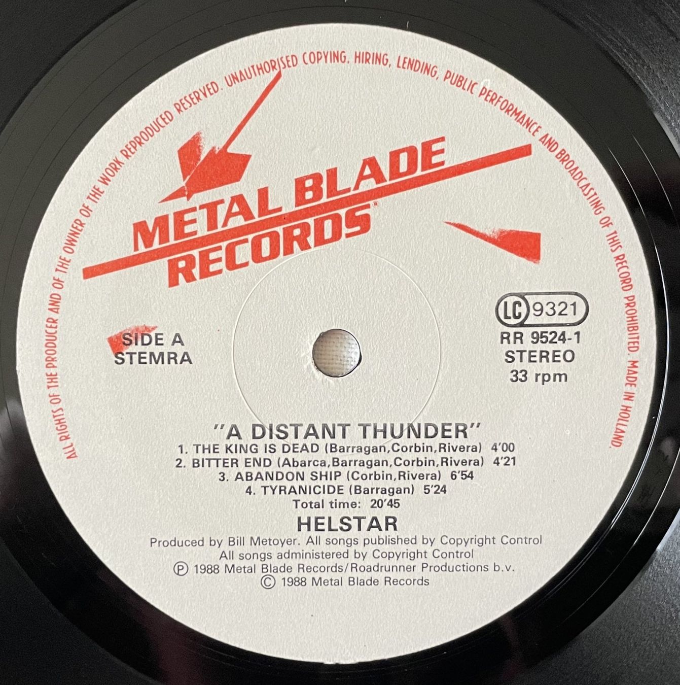 Vinyles: Helstar – A Distant Thunder - LP - 1988 - OIS - First Press – D'occasion à Uster par Zardodel 4