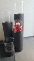 3 Windlichter/Vasen mit Sockel div. Grössen