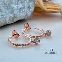 Halbcreolen, Silber Rosegold vergoldet, mit Mondstein