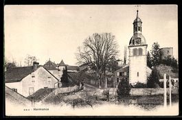 AK Hermance, Ortspartie mit Kirche und Türmen