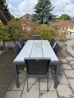 Gartentisch mit 6 Stühlen Aluminium/Textilgrau L220cm