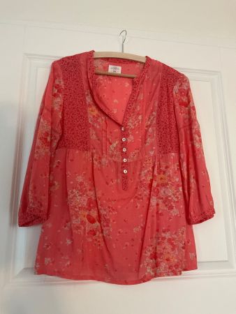 Sommer Bluse Gr. 36,  L.O.G.G., Koralle mit Blumenmuster