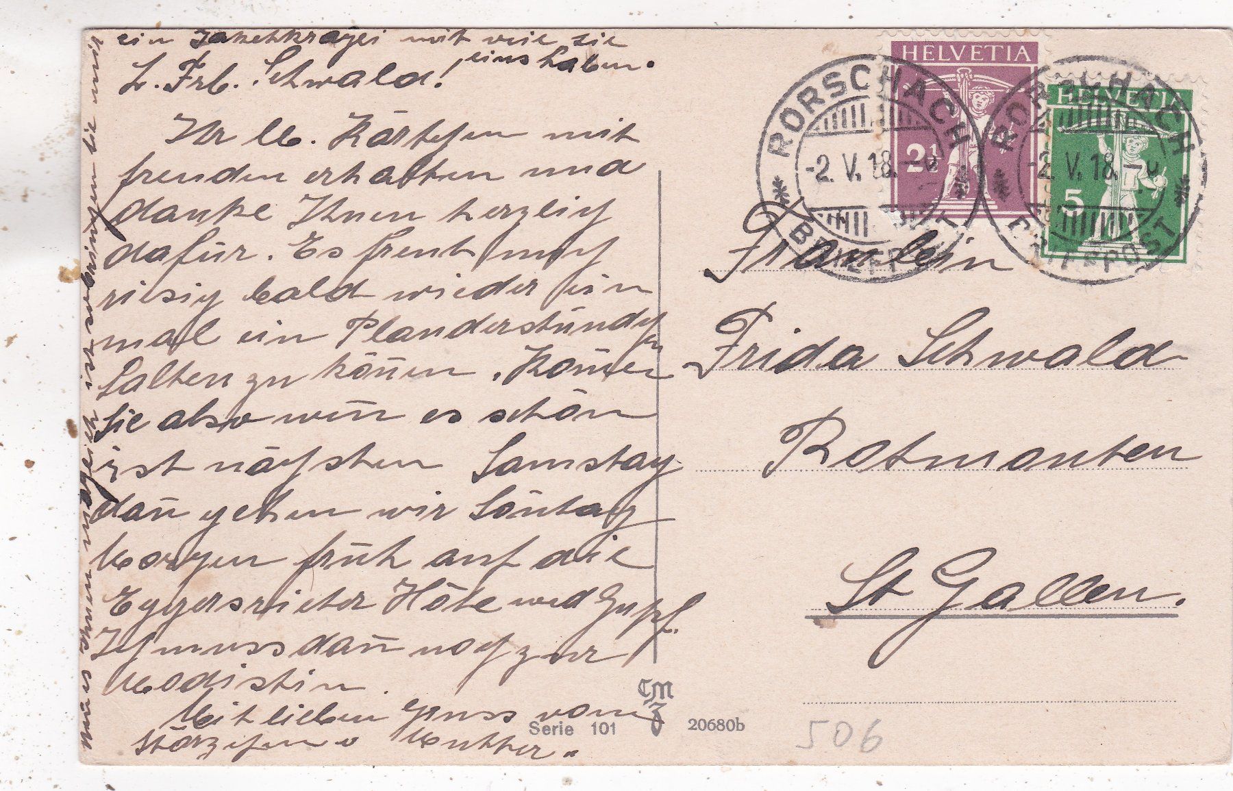 Cartoline postali: Kitsch Landschaft irgendwo ?? 1918 – Usato da Herisau venduto da Lisegrat2008 1