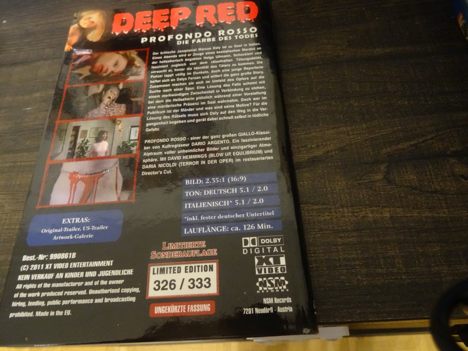 Tutti i DVDs: Deep Red - Profondo Rosso HARTBOOK LIMITED UNCUT EDITION DVD – Usato da Olten venduto da Disc-Verkauf 2