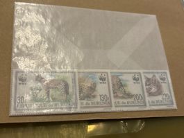 WWF Burundi Briefmarken Serval 4er Block 1985 Top Zustand