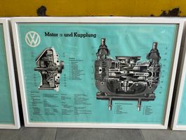 VW Käfer Motor und Kupplung Poster (1950-1960)