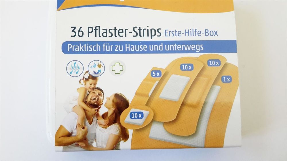 Pflaster-Set, Erste-Hilfe-Box, 36 Stück