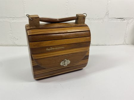 Holztasche Rep Dominicana Handtasche braun guter Zustand