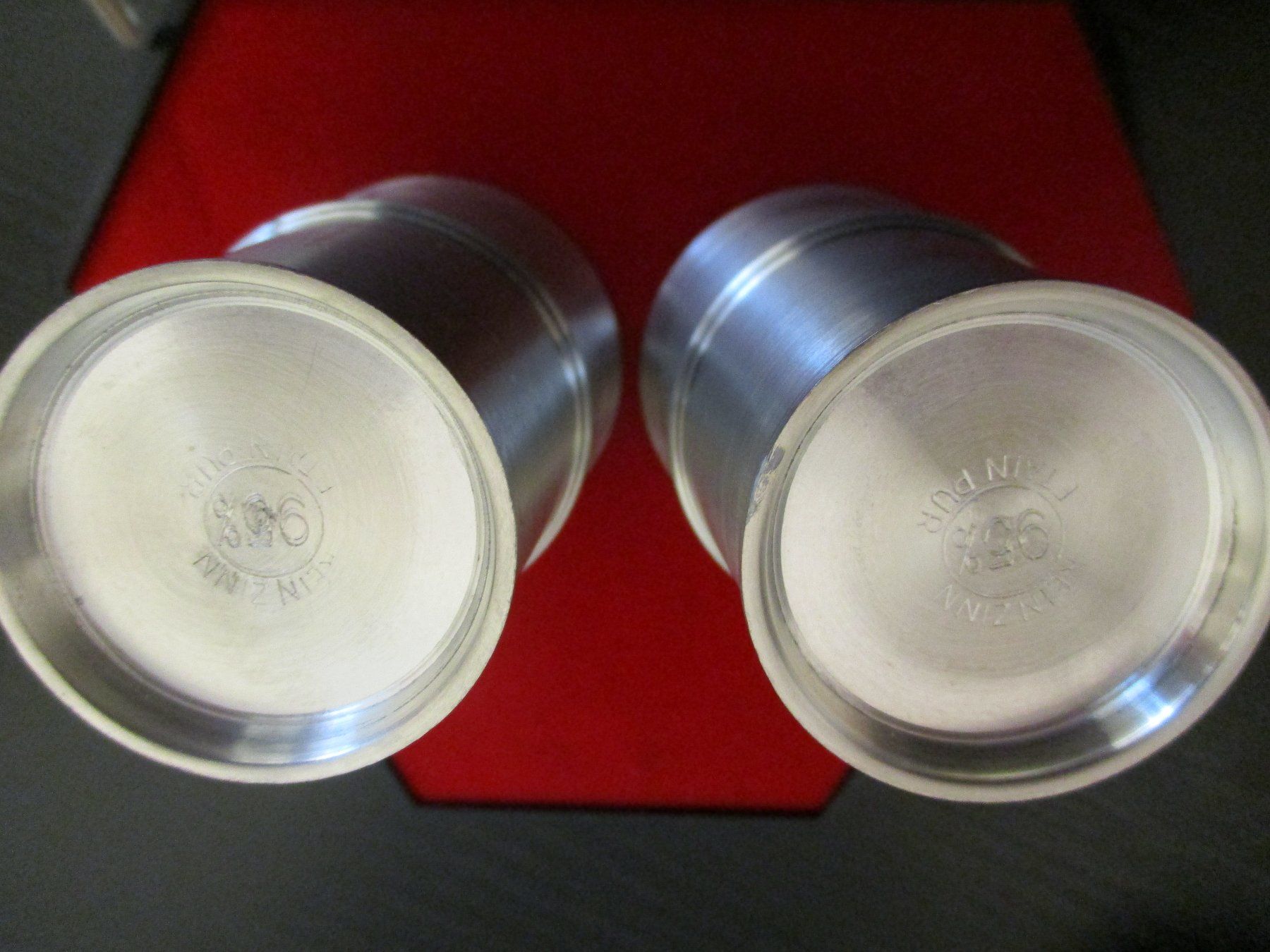 Set di piatti: 2 Zinnbecher Reinzinn – Usato da Olten venduto da Knuddeli02 2