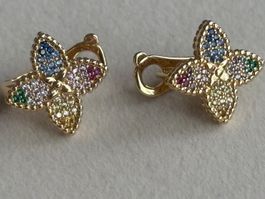 Luxus Elegante Ohrstecker Ohrschmuck Multicolore Farbe:Gold