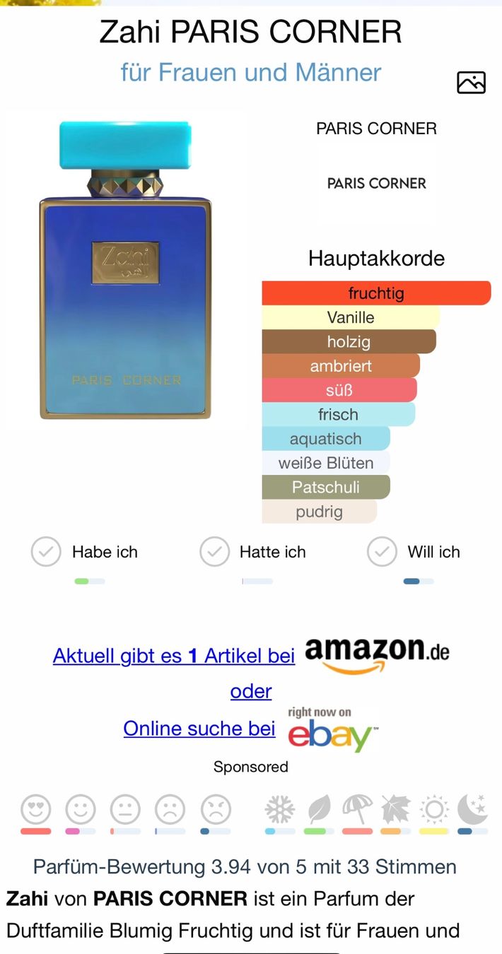 Profumi & Eau de Toilette: PARIS CORNER Zahi EDP5ML Abfüllung – Usato da Zürich venduto da deruja 1