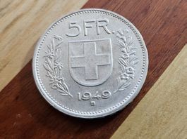 5 Franken 1949 Silber Rar mit Kapsel