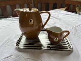 Kaffeekanne und Milchkännchen braun Marke Rössler 2 Teile