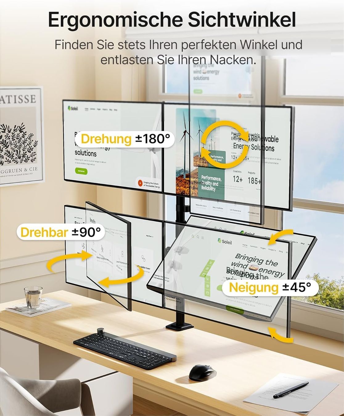 Wandhalterungen: Monitor Halterung 4 Monitore 17-32 Zoll VESA – Neu und originalverpackt aus Suhr von TradeMasters 2