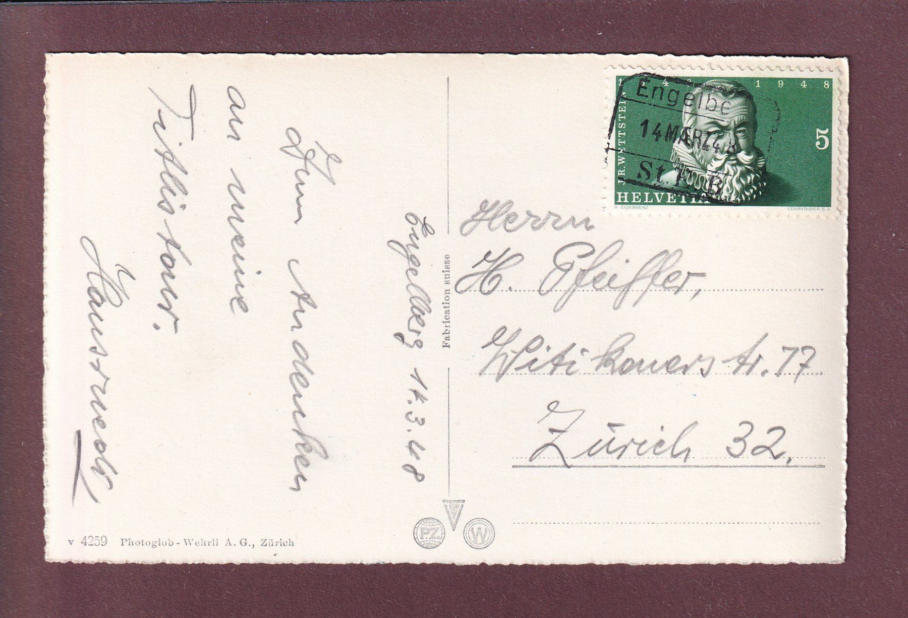 Ansichtskarten: TITLIS-SPITZE - 1948 Bahnstempel – Gebraucht aus Pully von nicecards 1