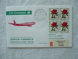 1973 AIR CANADA Erstflug mit Post Zürich - Toronto