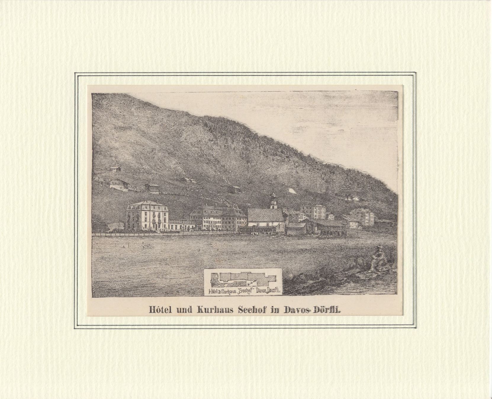 Foto & Immagini: DAVOS-DÖRFLI, FEDERLITHOGRAPHIE 1880 – Antico da Grüningen venduto da Kartensammler 1