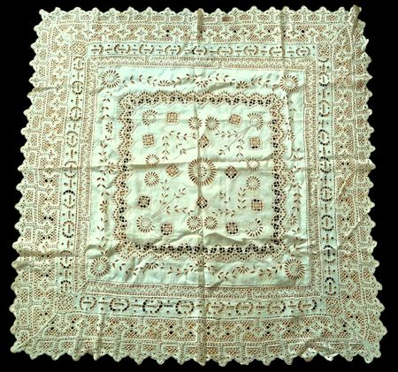 nappe ancienne ≃1900 antike Tischdecke 105x105