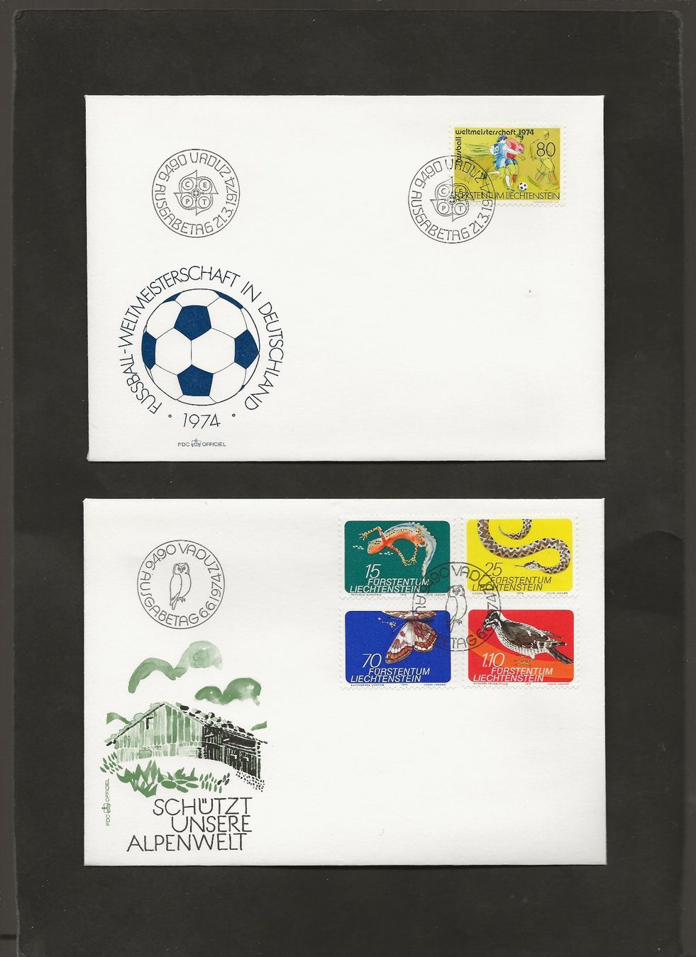 Tutti i francobolli: 32 FDC Liechtenstein 1974 bis 1976 , 1980 bis 1982 – Usato da Au ZH venduto da xelagreb01 1