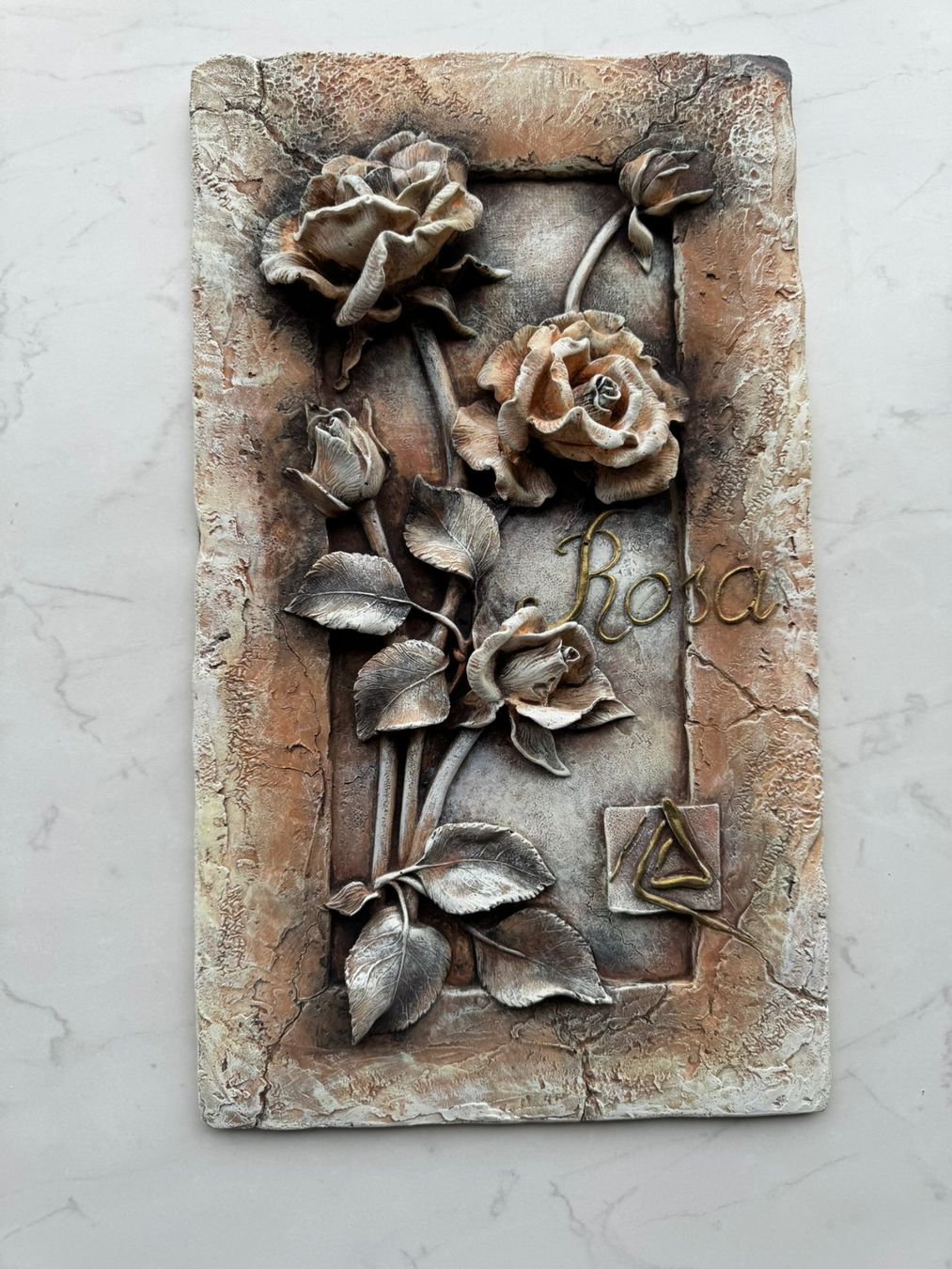 Sculture & Statue: Wunderschönes Rosenbild Sculptured Stein o.ähnl. Material – Usato da Schaffhausen venduto da vasco016