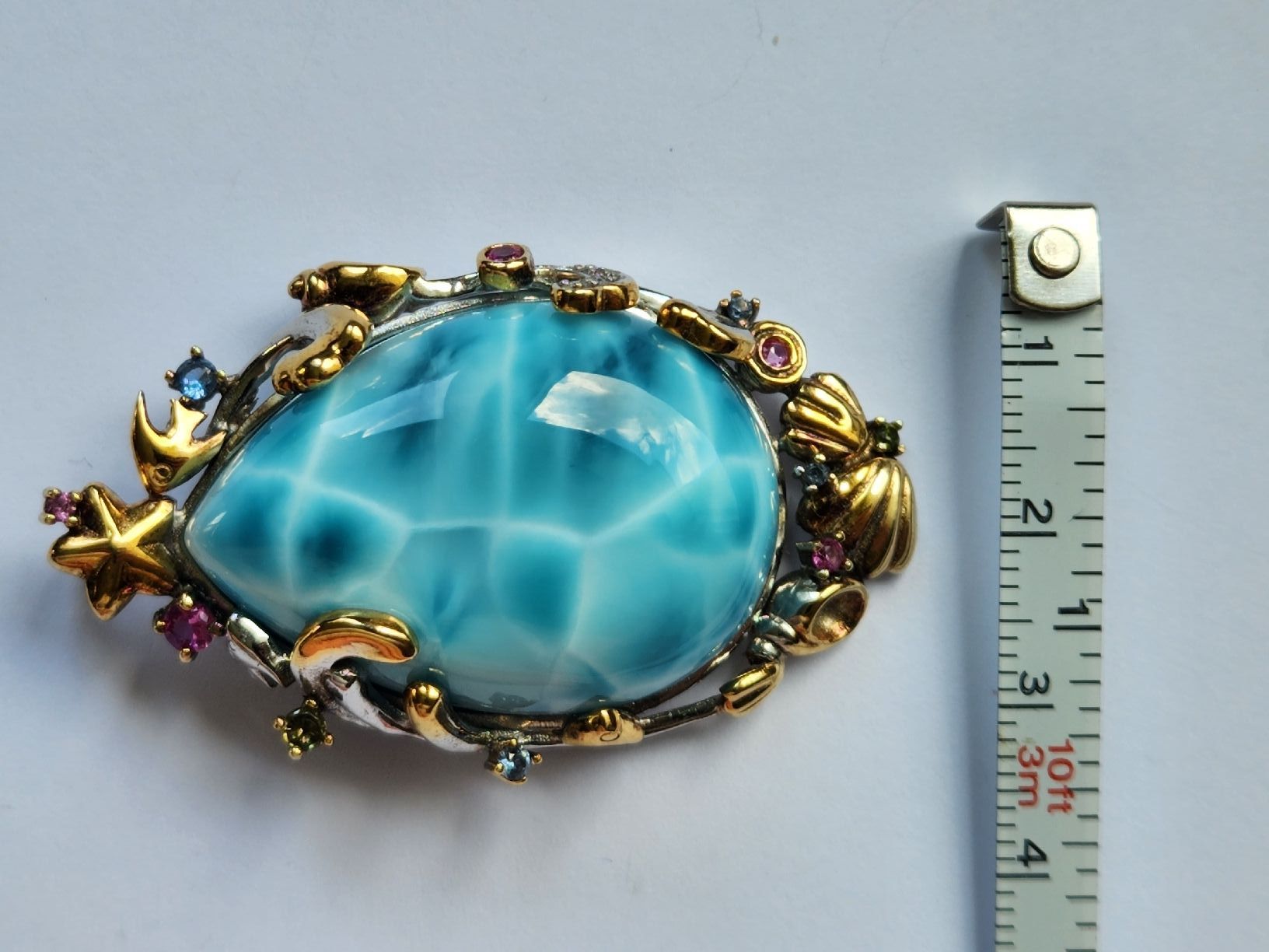 Anhänger: Larimar Anhänger 925 silber Massiv, Handarbeit, Topaz, Ruby – Gebraucht aus St. Gallen von GIULESGG 4