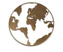Décoration murale en métal doré - carte du monde