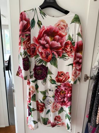 Kleid Dolce & Gabbana Blumenmuster weiss Grösse S