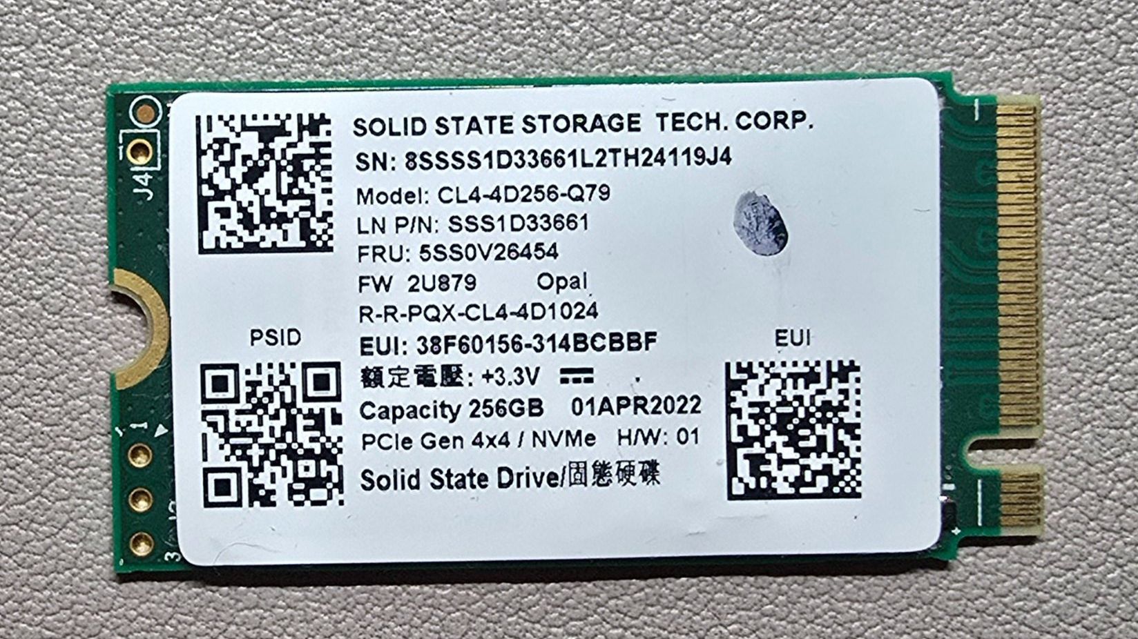 Dischi rigidi: SSD 256GB NVMe PCIe 4x4 – Usato da Lausanne venduto da Super_IT