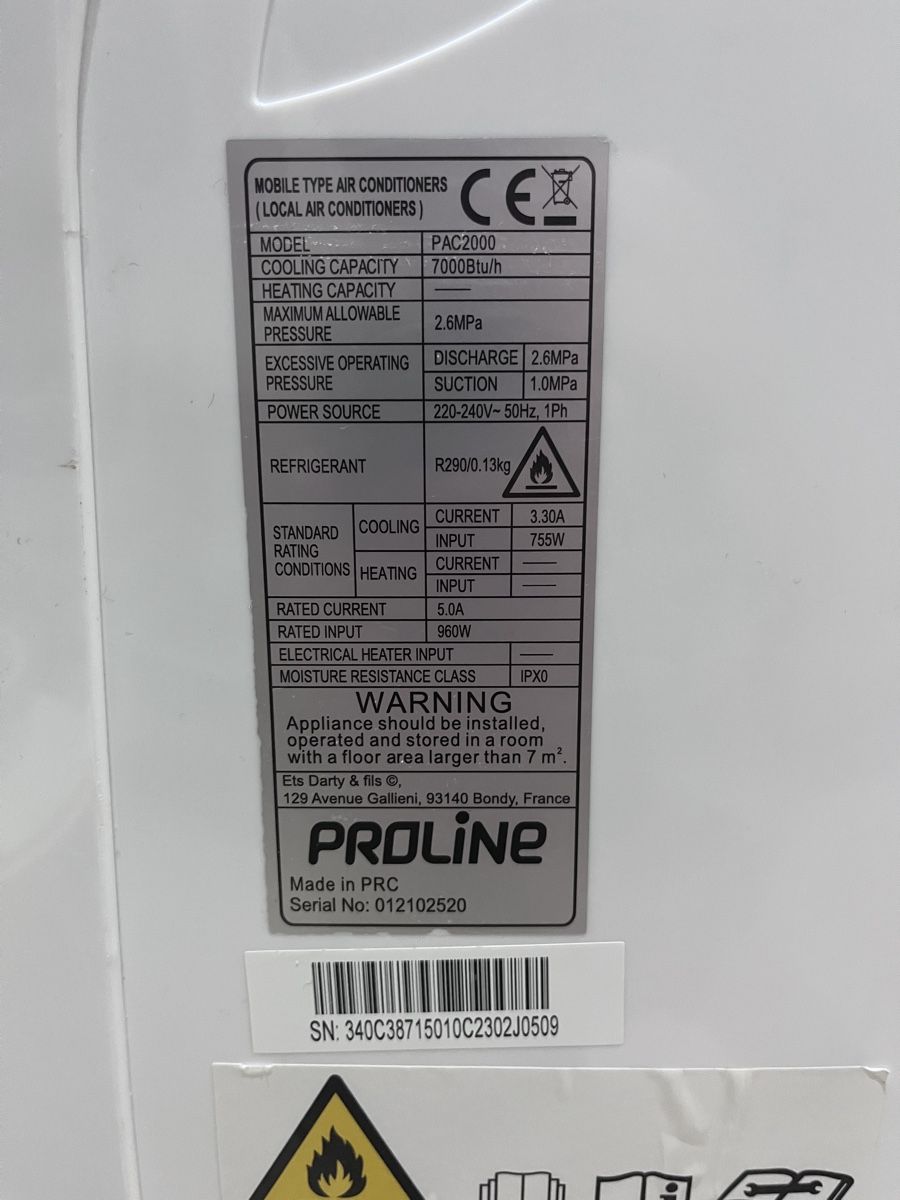 Condizionatori: Mobile Klimaanlage PROLINE PAC2000 – Usato da Zürich venduto da Maxime1er 2