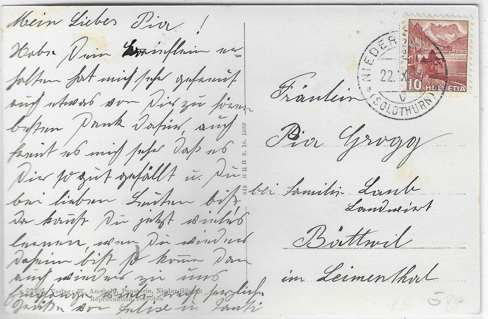 Cartoline postali: Nieder-Gösgen - Generalansicht – Usato da Ettingen venduto da Kartenplanet 1