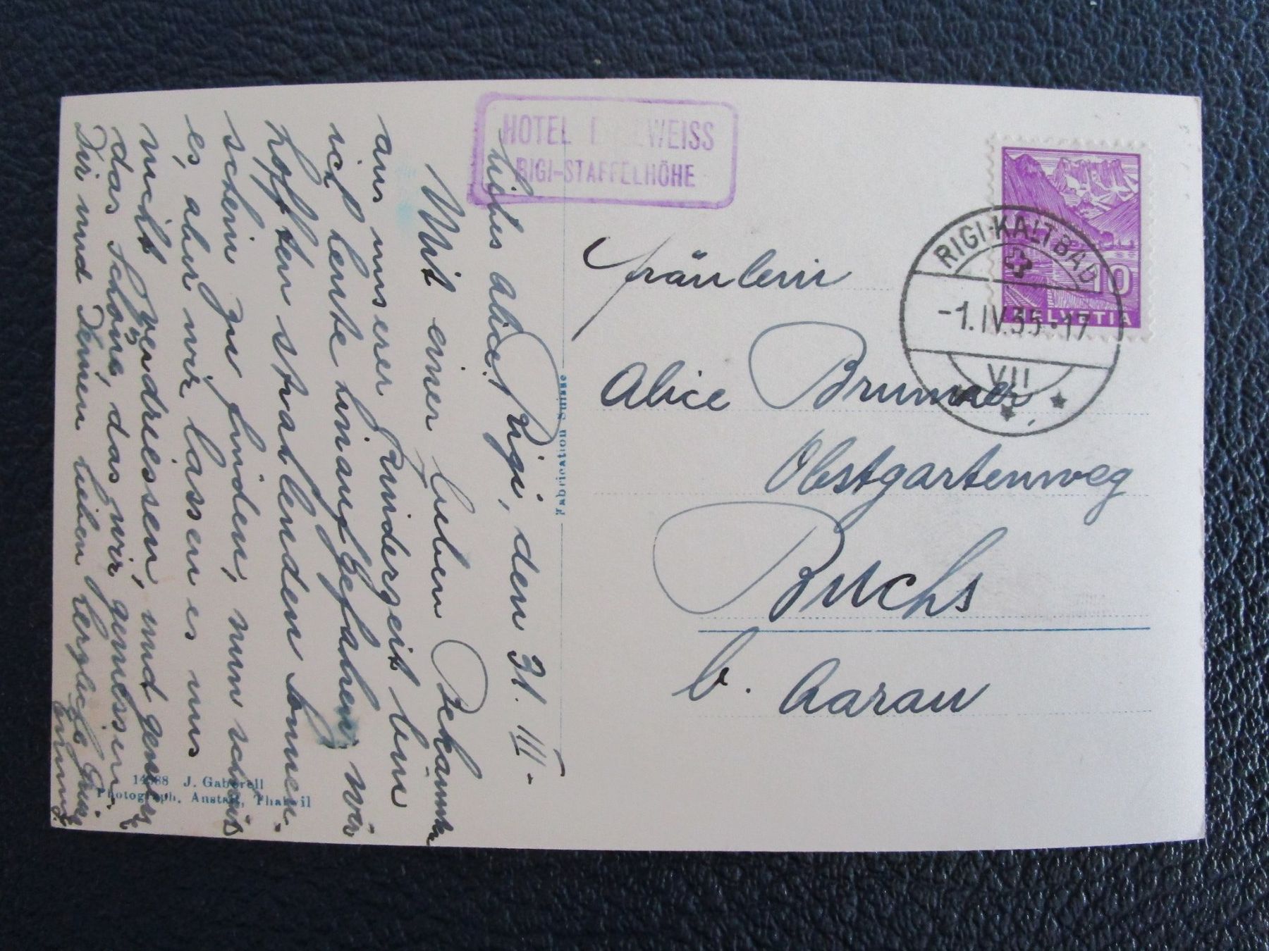 Cartoline postali: 1935: RIGI-Staffelhöhe/ - Kaltbad – Usato da Rubigen venduto da Menthe 1