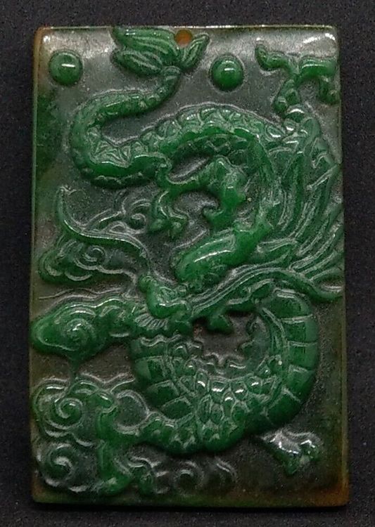YUEKOPOU Jade Anhänger - Geschnitzter Drachen Anhänger Aus Natürlicher Jade